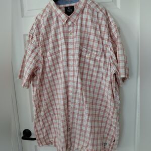 Nautica Jeans Co. Men's Salmon Plaid Button Down Short Sleeve Shirt